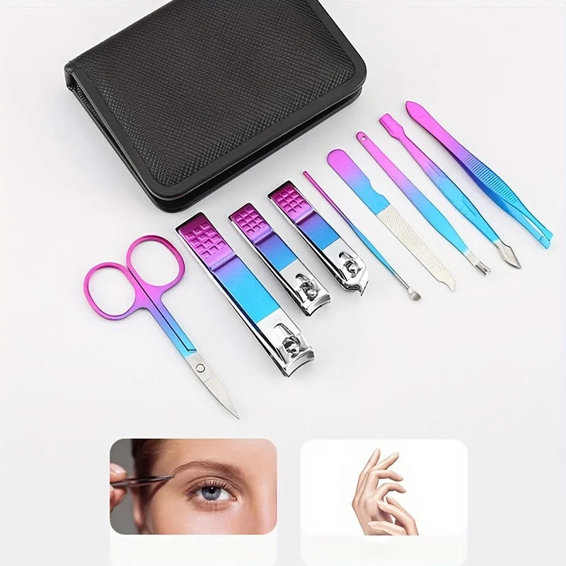 Professional 6-18pcs Set Stainless Steel Manicure & Pedicure Kit Precision Nail Care with Travel Case with Nail Clipper Scissor