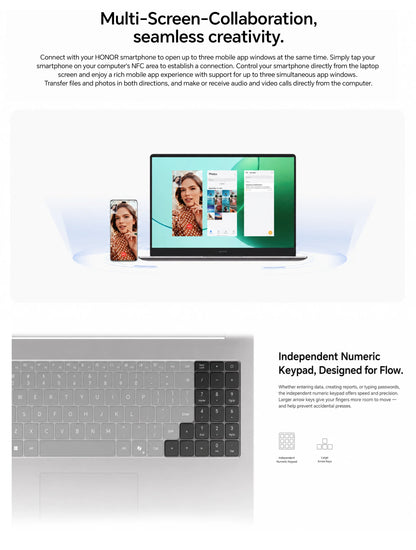 HONOR MagicBook X16 AMD 2025 Laptop 16 Inch  AMD Ryzen 5 6600H Processor AMD Radeon 660M Graphics, 40W Boosted‑Performance Mode, Slim Laptop for Work, Study & Light‑Entertainment