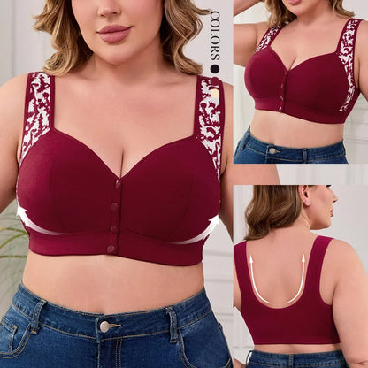 Plus Size Front Closure Wireless Comfort Bra - Seamless Full Coverage Easy on off Supportive E Cup Women's Bra 1XL-7XL