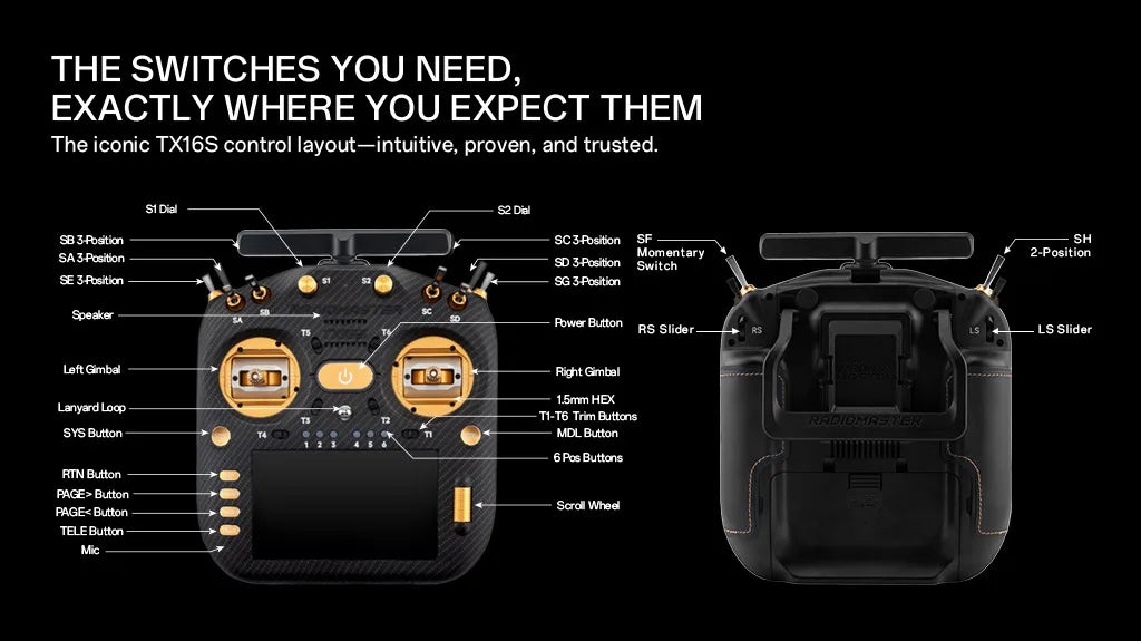 RadioMaster TX16S MK3 MAX RC-Sändare – 2.4GHz & 900MHz ExpressLRS 5" IPS EdgeTX AG02 CNC Hall Gimbal 16ch 2026