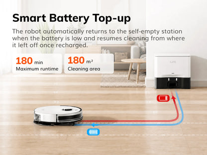 ILIFE A30 Pro Robot Vacuum Cleaner with Automatic Self-Emptying Station, 5000Pa Strong Suction, LDS Navigation, 180min Runtime, 2-in-1 Mop and Sweep, APP Control,  HomeFloor Carpet Clean