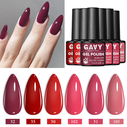 GAVY 6pcs Gel Polish Starter Kit - Permanent Nail Polish Set Glossy Suitable for DIY Manicure, Spring Summer Nail,