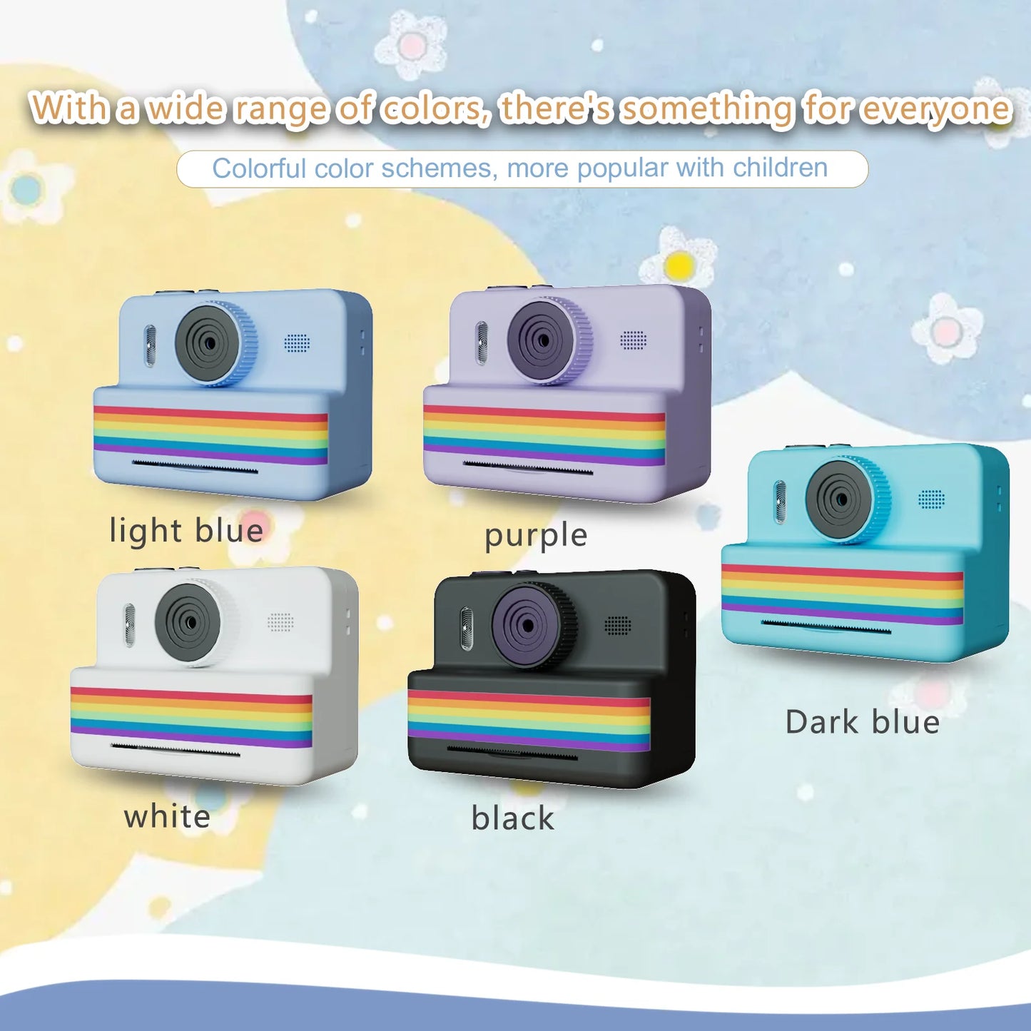 2.8-inch screen instant printing toy camera with 32GB SD card, 3 rolls of printing paper, portable high-definition camera, insta