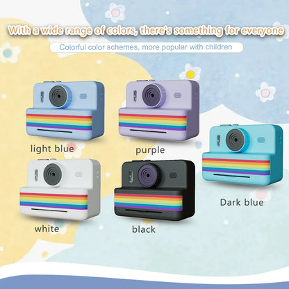 2.8-inch screen instant printing toy camera with 32GB SD card, 3 rolls of printing paper, portable high-definition camera, insta