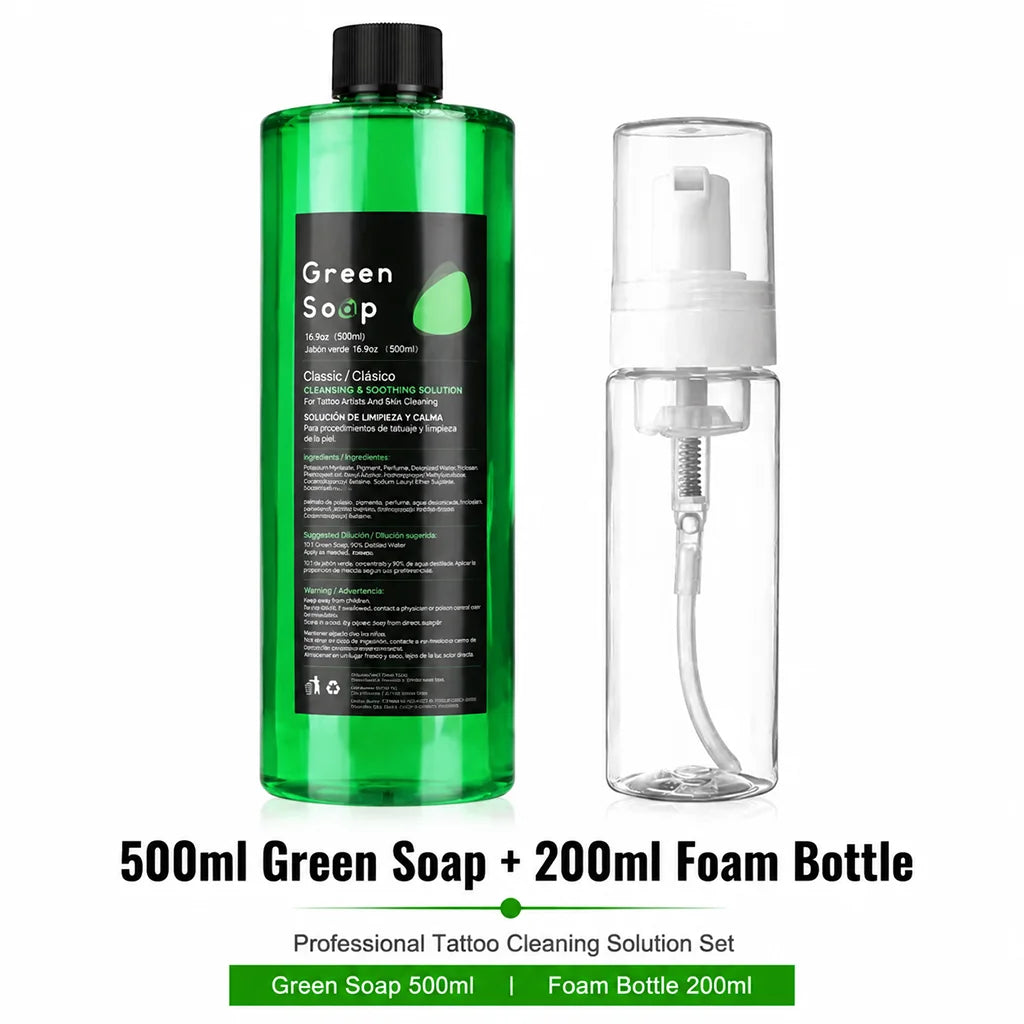 Tattoo Green Soap Concentrated Cleaning Solution Foaming Bottle Tattoo Soap Skin Cleanser For Tattoo Artists Aftercare Supplies