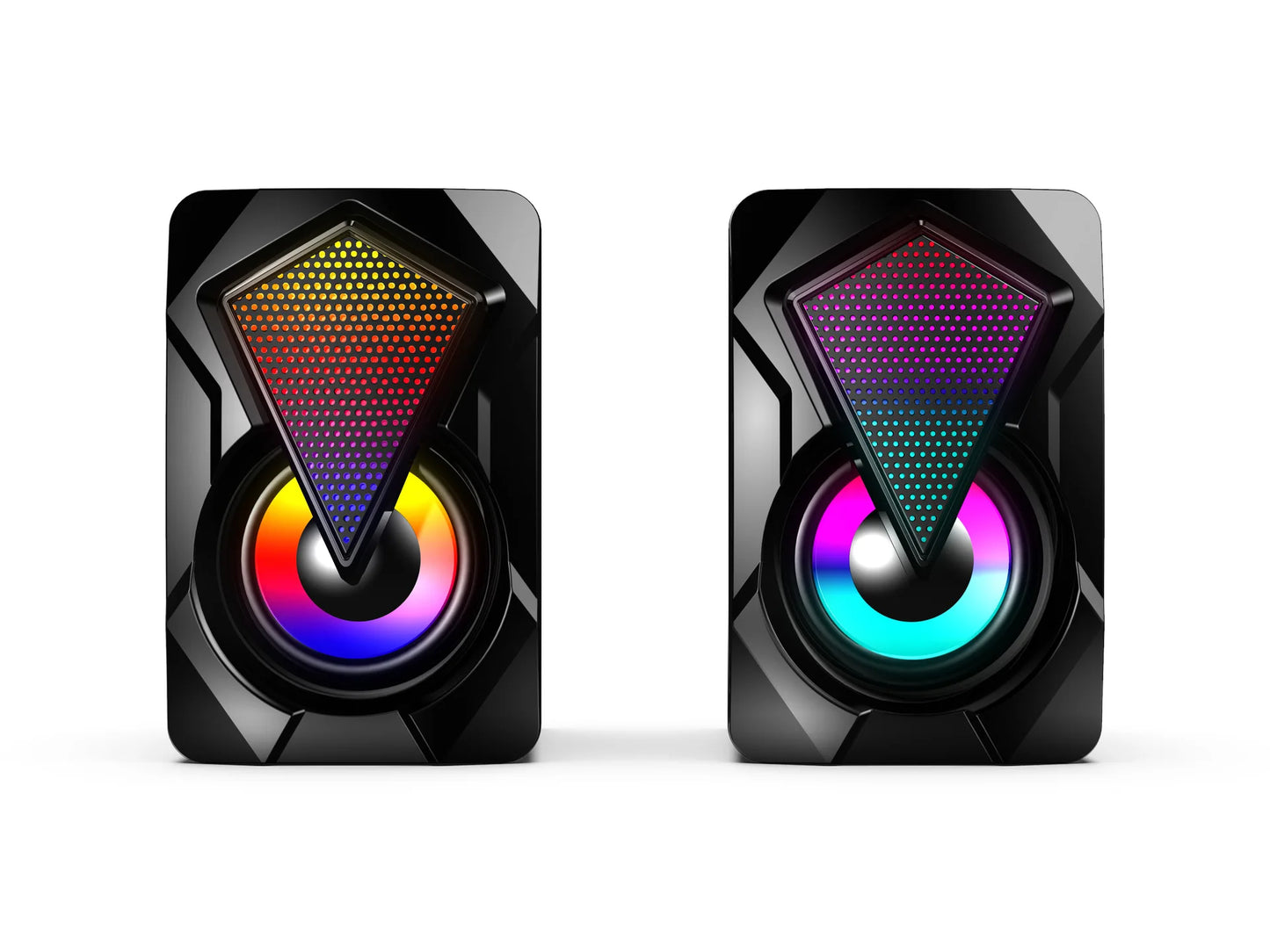 RGB Computer Speakers PC Sound Box HIFI Stereo USB Wired 3.5mm Audio Interface with LED Light For Desktop Computer Projector