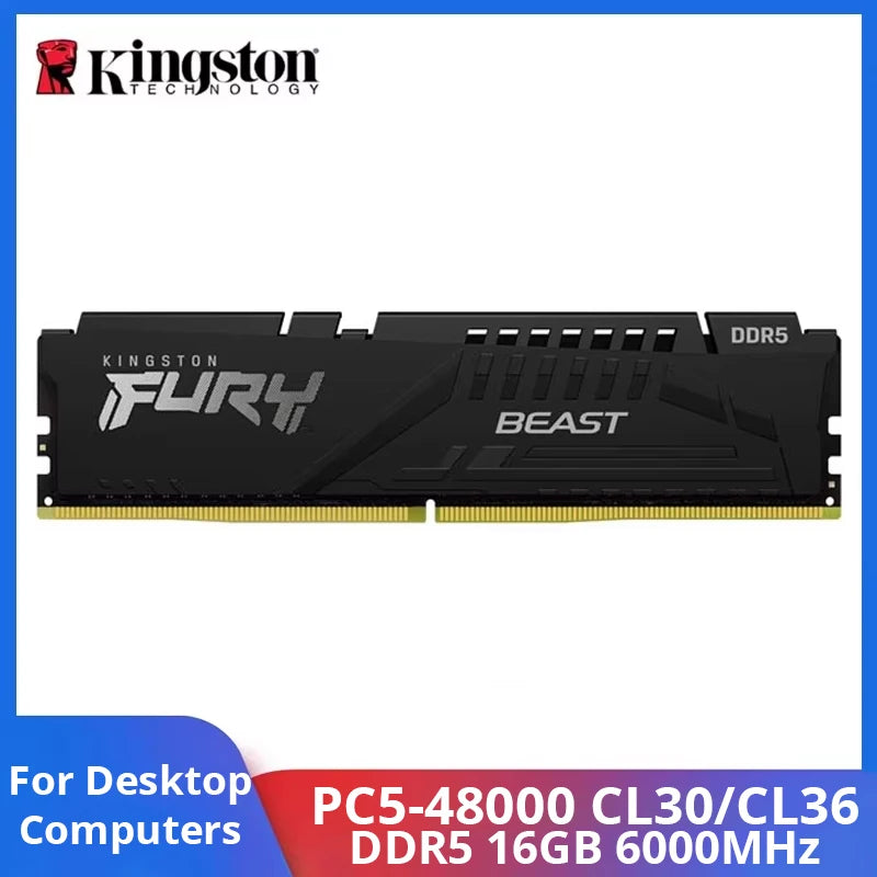 Kingston DDR5 RAM FURY Beast 32GB 16GB 6000MHz CL36 CL30 AMD EXPO Memory Profiles 288Pin DIMM PC5-48000