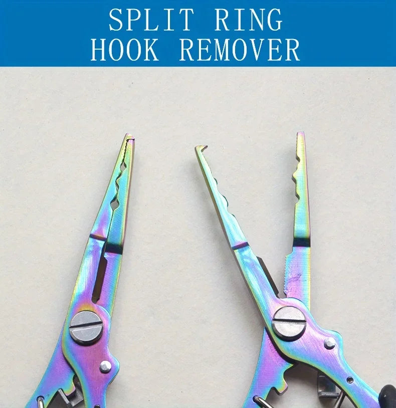 Stainless Steel Color Titanium Eagle Beak Fish Control Pliers for Hook and Hook Removal, Multifunctional Fishing Pliers