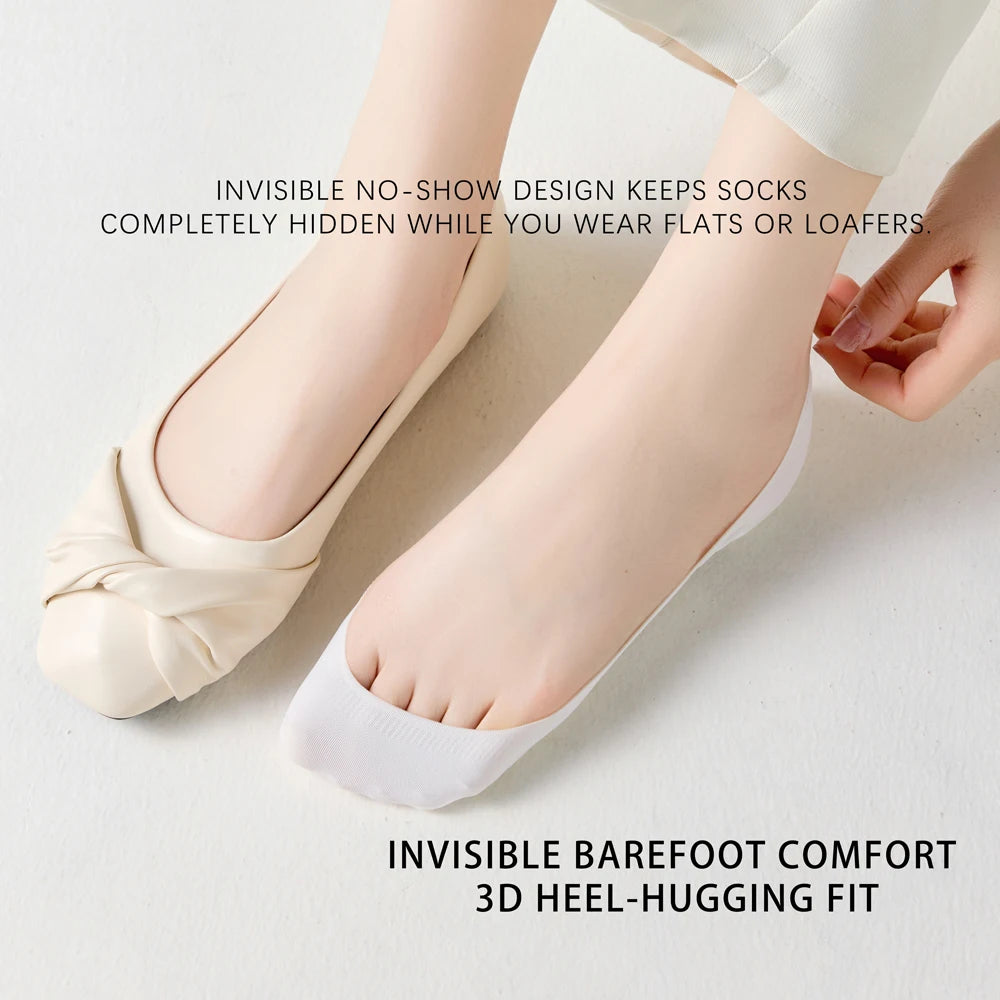 Dam Osynliga Strumpor 5-pack – Issilke Tunn Halkfri Silikon No-Show Sommar, EU 35–39