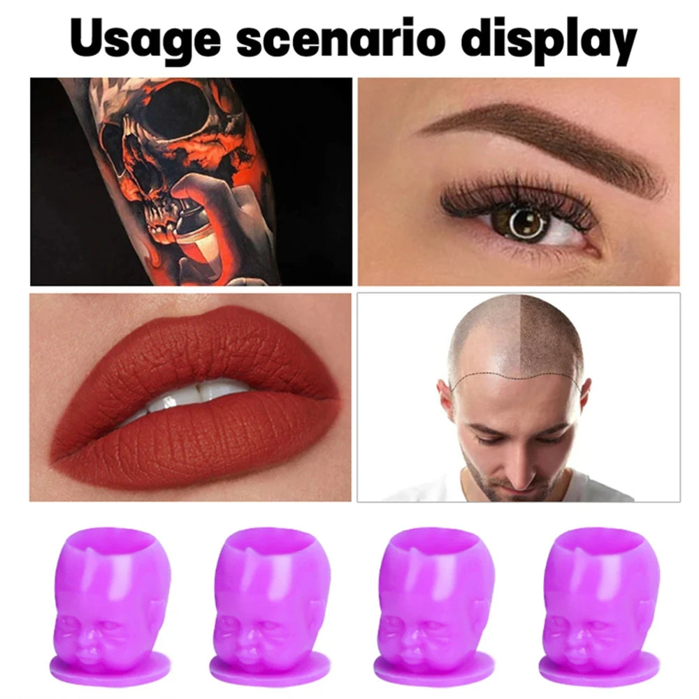 50/100/200pcs Plastic Disposable Tattoo Ink Cups With Base Pigment Clear Holder Container Cap Tattoo Accessory Permanent Makeup