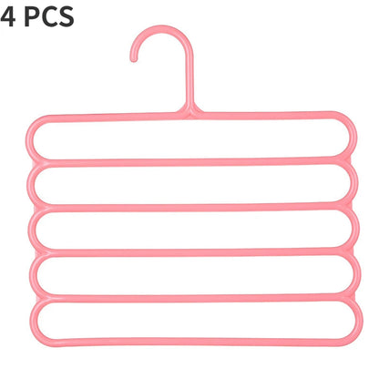 4 pcs Pants Rack Multifunctional Household Saving Space Multi Layer Trousers Hanger Pants Closet Color Clothes Peg 5 Layers