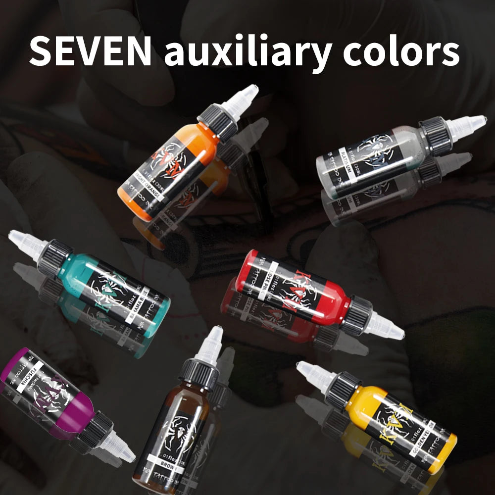 KVM 30ml/1oz 14-colors Tattoo Ink Pigment Body Art Tattoo Kits Professional Beauty Paints Makeup Tattoo Supplies Semi-permanent