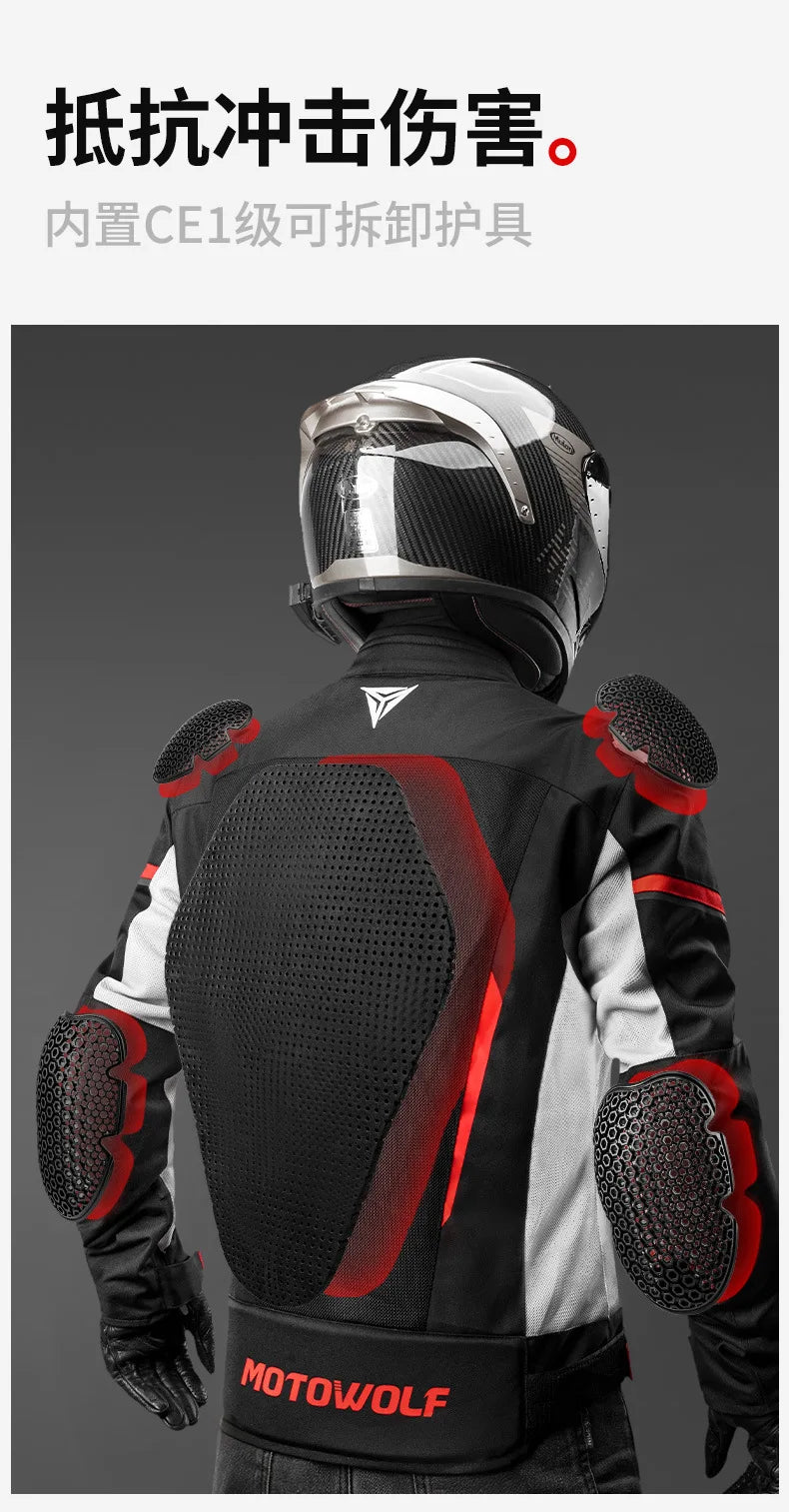 Motowolf Man Jacket Summer Motorcycle Jacket Breathable Motocross Jacket CE Certified Armor Protection Anti Fall Moto Clothing