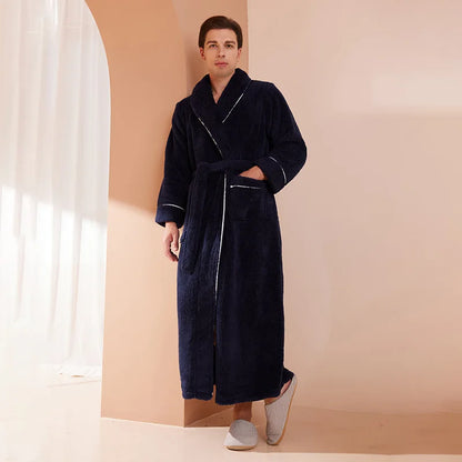 Female Autumn and Winter Warm Long Flannel Thick Couple Bath Bathrobes Men Women Pajamas Shower Robe Bath Towels For Adults