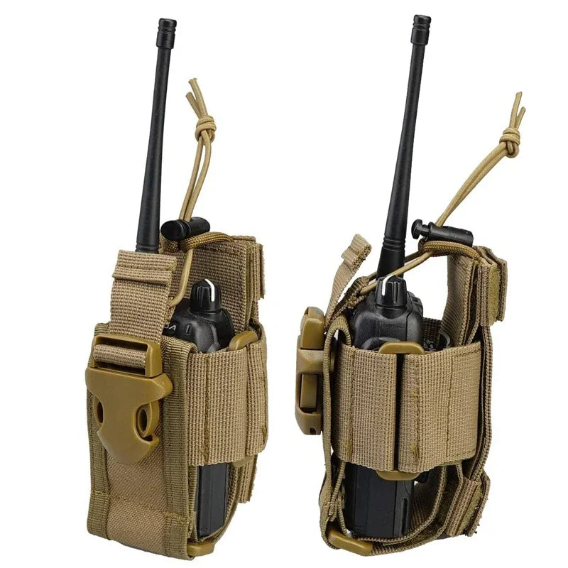 Justerbar radioficka med MOLLE-fäste för walkie-talkie
