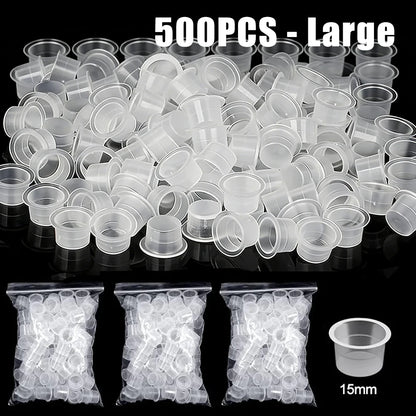 1000/100pcs Disposable Tattoo Ink Cups S/M/L Plastic Clear Holder Container Cap for Tattoo Pigment Permanent Makeup Accessories