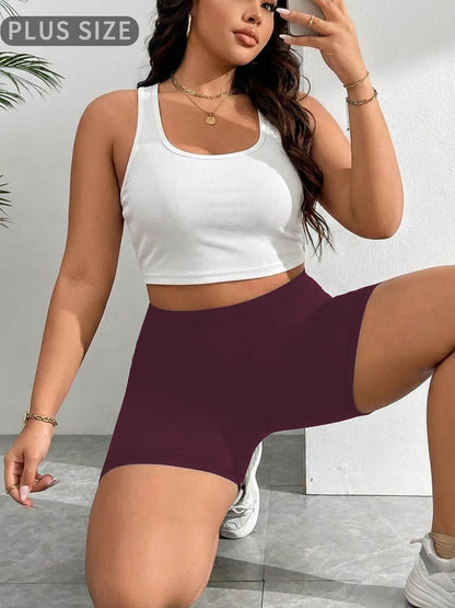 Dam Plus Size Biker Shorts Träning – Mjuk Högsträck Squat Proof Yoga Gym Fitness Knälång, 9 Färger 1XL–4XL