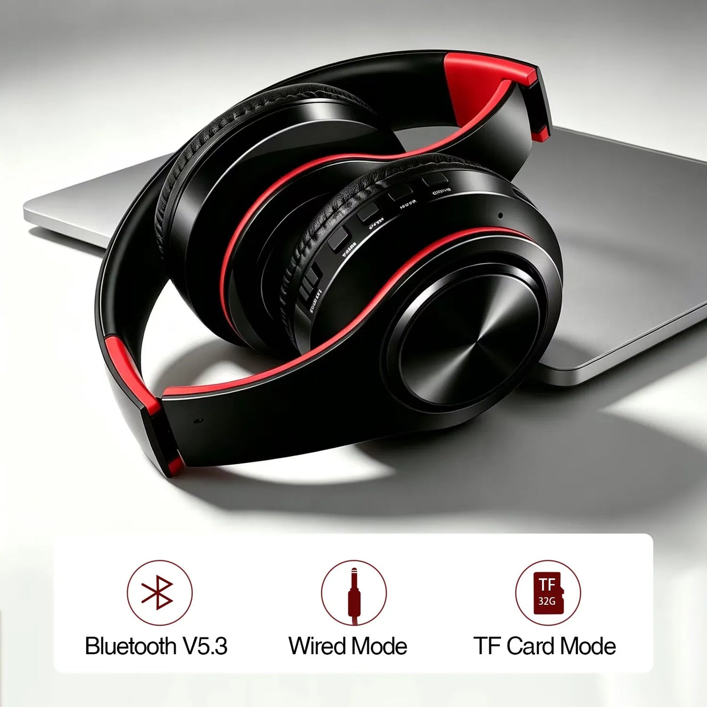 Wireless Bluetooth Headphone HI-FI Stereo Over-ear Earphone Foldable Gaming Music Headset TF Card with Mic Noise Cancelling