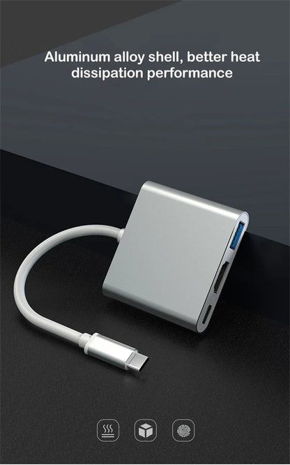 USB-C 3-i-1-hubb med HDMI, USB 3.0 och PD