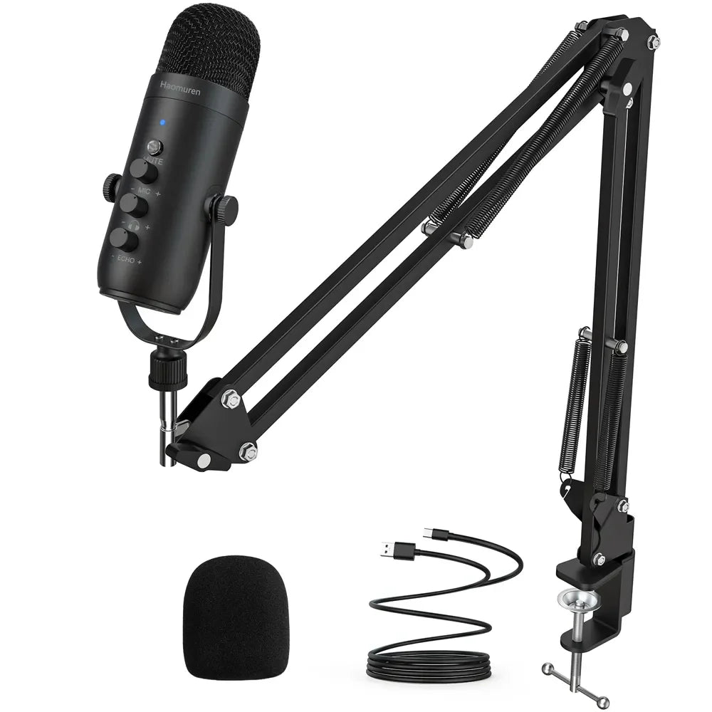 Haomuren professionellt USB-mikrofonkit för studio och podcast med kardioidkondensator