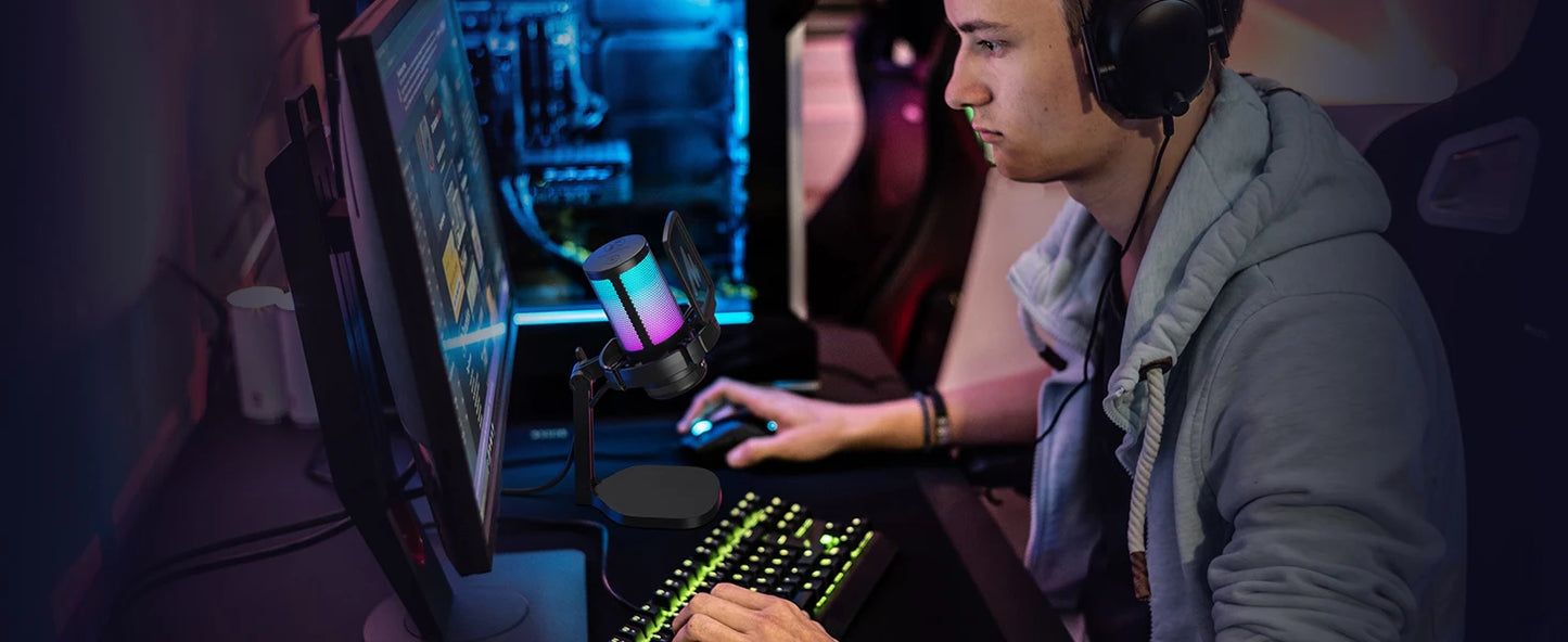 MAONO DGM20 USB Gaming Microphone for PC with RGB Light Noise Reduction Tap-to-Mute Gain Control for Discord Streaming Podcast