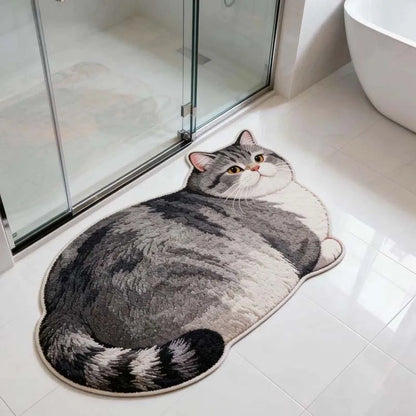 3D Cat Shaped Diatomite Bath Mat High Absorption Non Slip Quick Dry Entryway Floor Pad Household Home Textiles Bath Mat