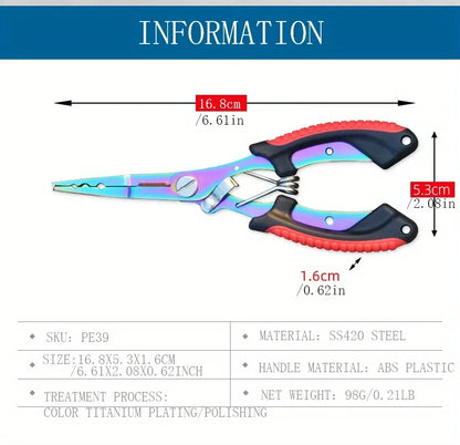 Stainless Steel Color Titanium Eagle Beak Fish Control Pliers for Hook and Hook Removal, Multifunctional Fishing Pliers