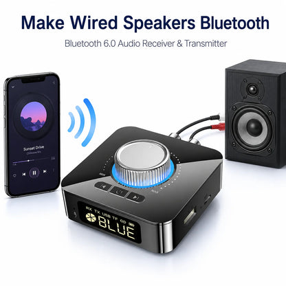 Bluetooth 6.0 Audio Receiver Transmitter With FM, NFC, RCA AUX, USB TF Card Playback For Home Stereo Use With Hands-Free Calling