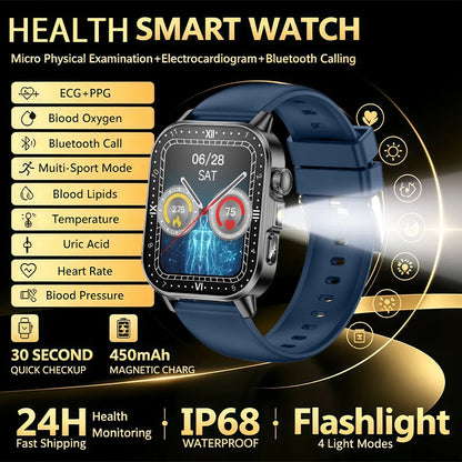 Nursing Grade New ECG+PPG Healthy Diagnose Smart Watch Men Body Analysis Blood Pressure Lipid Uric Acid NFC Health Tracker Watc