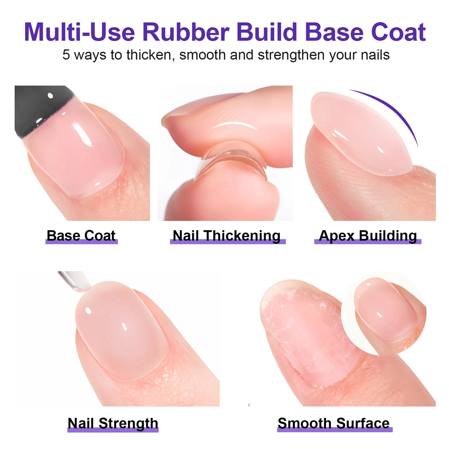 TWOING Rubber Base Coat & No Wipe Top Coat Set 15ml+15ml, Builder Base Gel, Diamond Shine, UV LED Soak Off, Long-Lasting