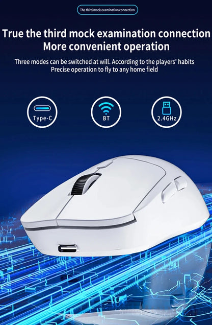 Trådlös Ergonomisk Mus 3-läges Bluetooth + 2,4G USB – Tyst 6 Knappar 1800 DPI Laddningsbar Kontor Gaming, Vit/Röd/Svart