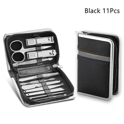 11-26 Pcs Manicure Set Stainless Steel Nail Clippers Cuticle Nipper Pedicure Care Tool Dead Skin Scissor Cleaning Grooming Kit