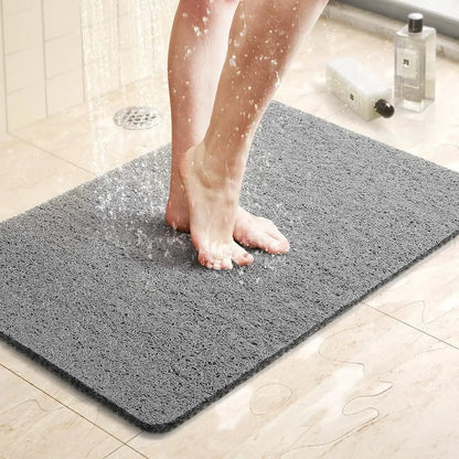 1pcs Shower Mat Bathtub Mat,24x16 inch, Non-Slip Bath Mat with Drain, Quick Drying PVC Loofah Bathmat for Tub Shower,Bathroom