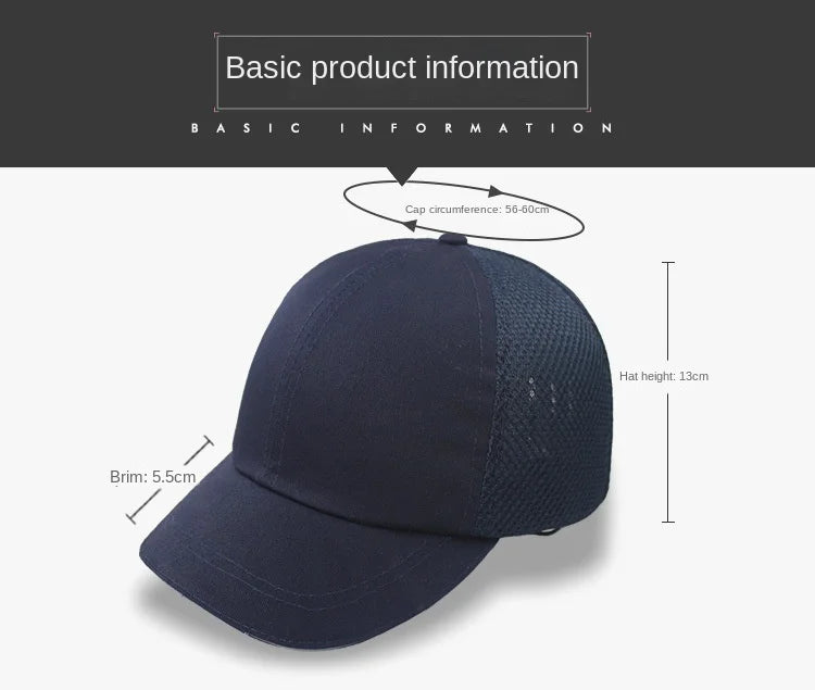 Bump Hat for Safety Baseball Cap Style Hard Hats for Adult Men Women Breathable Lightweight for Head Protection Short Brim