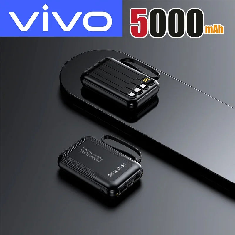 VIVO New 50000mAh Capacity Power Bank Fast Charging Mini 4 Cables Portable External Battery Type C For iPhone Samsung Android