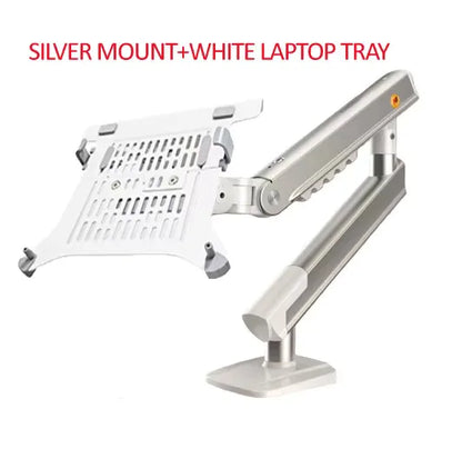 NB F80 + FP-2 Full Motion 360 Rotate Pivot 2-9kg Gas Spring Arm 10'-17' Laptop Tray Desktop Stand Clamp 10-90mm Grommet Hole