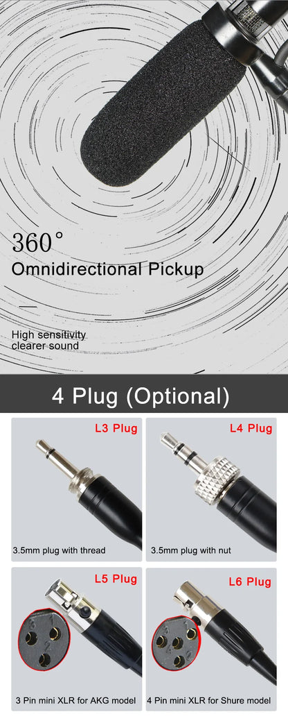 FREEBOSS Saxophone Microphone 3.5mm 3 Pin 4 PIN Trumpet Horn Trombone Clarinet Instruments Mic for Bodypack Transmitter IM-20-K