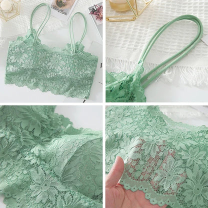 New Women Lace Bras Spring Summer Thin Outside Camisole Solid Underwear Female Hollow Out Vest Bralette Sexy Lingerie Bra
