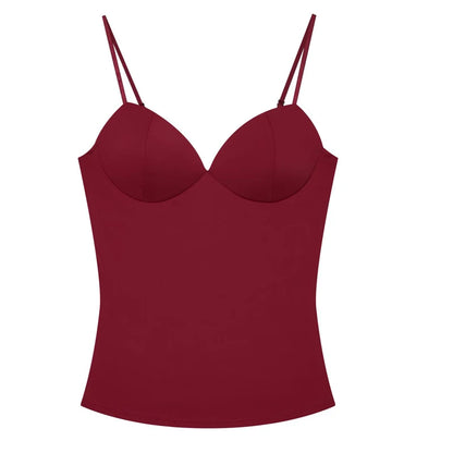 HXAO Sleeveless Crop Tops For Woman Corset Camisole Brown Top Women Bodycon Backless Sexy Tops With Straps Bustier Tank Tops