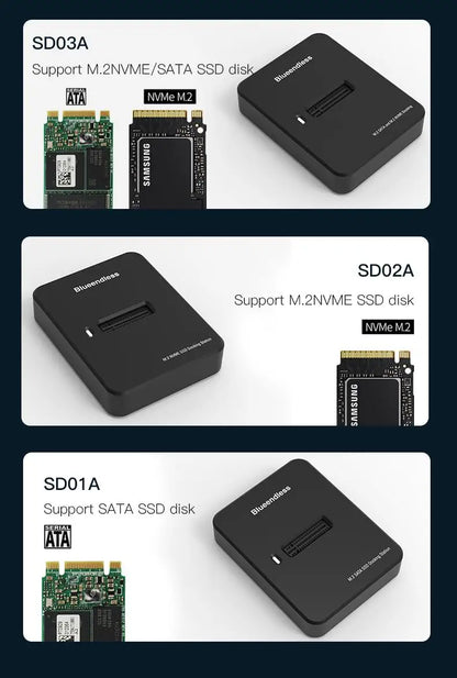 External SSD Hard Disk M.2 SSD Enclosure 10G Reading Writing Speed SSD Case For M.2 NVME SATA SSD Docking Station Plug and play