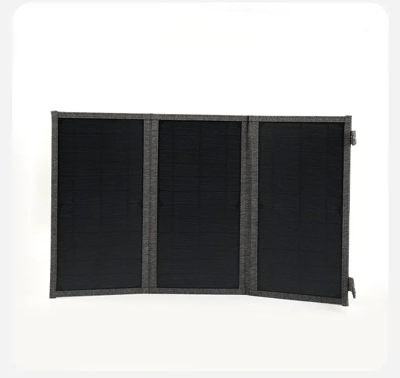 Vikbar Solpanel 60W – Monokristallin IP65 USB-C PD3.0 QC3.0 DC Camping Utomhus 850g Svart Khaki Grå