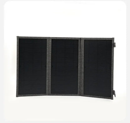 Vikbar Solpanel 60W – Monokristallin IP65 USB-C PD3.0 QC3.0 DC Camping Utomhus 850g Svart Khaki Grå