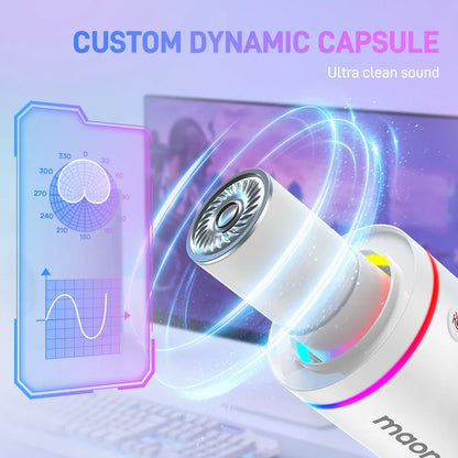 MAONO PD200X RGB Gaming Microphone Dynamic Microphone USB/XLR Dual Mode Microphone Podcast Mic RGB XLR/USB Gaming Podcasting Mic