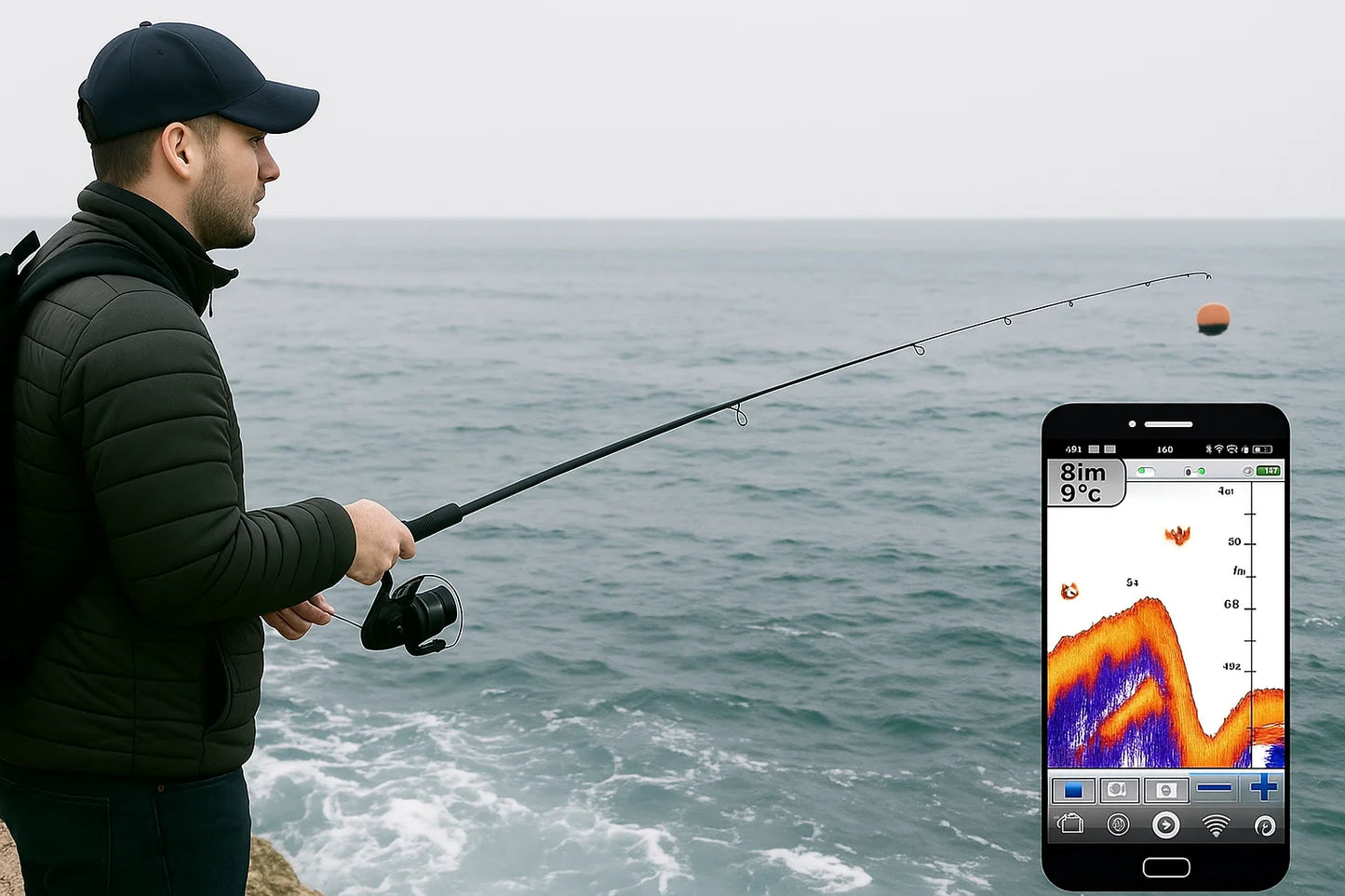 Erchang F68 WIFI Fish Finder 100M Wireless Fishing Sounder Echo Sounder Detect Finder fishing for Lake Sea Fishing IOS& Android