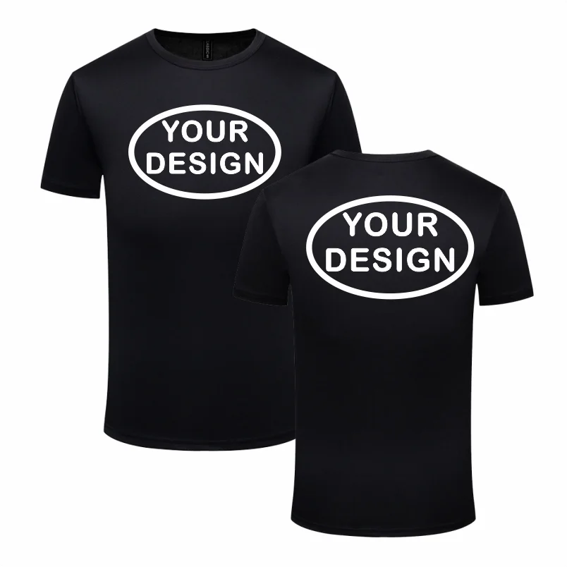 Eget tryck fram & bak, snabbtorkande t-shirt med logotyp, text eller foto – reklamkläder