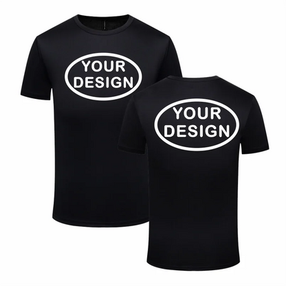 Eget tryck fram & bak, snabbtorkande t-shirt med logotyp, text eller foto – reklamkläder