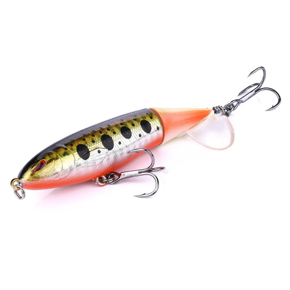 1pcs 10cm 14cm Topwater Spinner Fishing Lure Popper Artificial Pencil Hard Bait Propeller Rotating Tail Fishing Tackle Swimbait