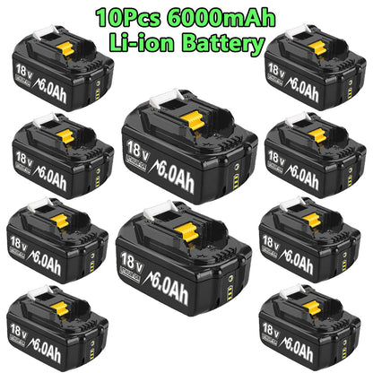 For Makita BL1830 Battery Rechargeable 6000mAh/9000mAh BL1840 BL1850 BL1860 18V Replacement With Single 4A/Dual 6A Charger