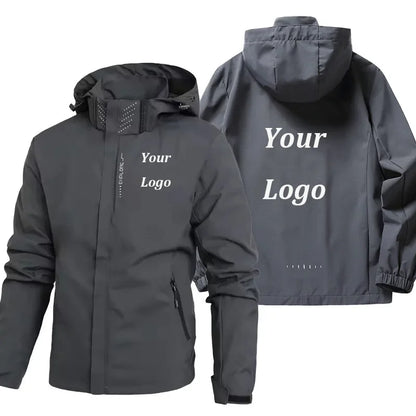 Waterproof Windproof Hooded Jacket For Men Women Outdoor Hiking Coat Spring Autumn Raincoat Custom Logo