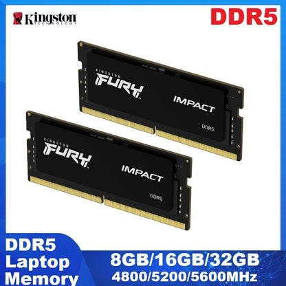 Kingston FURY Impact DDR5 Memory Laptop RAM 8GB 16GB 32GB Non-ECC SODIMM Memoria 4800MHz 5200MHz 5600MHz Computer Notebook RAM